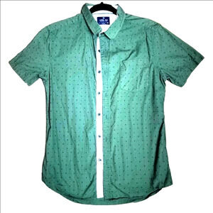Level Ten - Green Button-Down Casual Short Sleeve Shirt